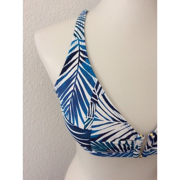 Bleu Rod Beattie Swim Bikini Top X Back Tropical Blue Swimwear - Picture 3 of 8